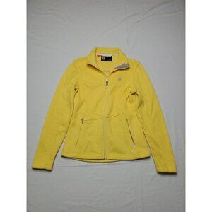 Spyder Core Sweater Jacket Womens Size M Yellow Full Zip Pockets